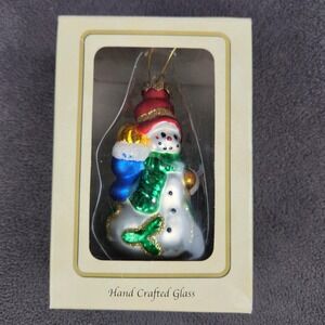 Designers‎ Studio Hand Crafted Glass Snowman Ornament